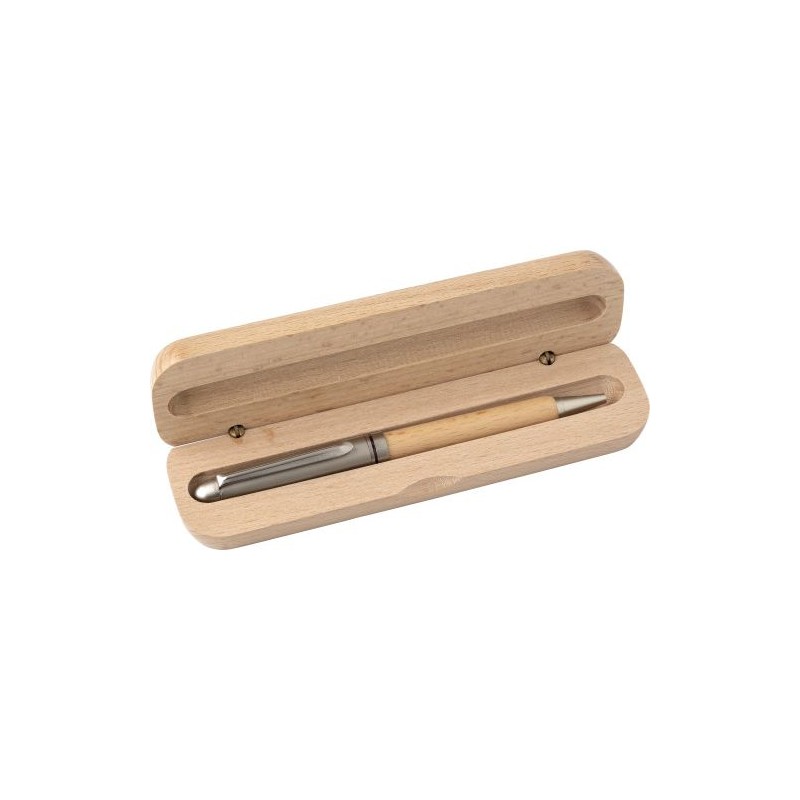 Stylo bille  en bois de hêtre personnalisé Tobias - Chic et durable Matières : bois Couleurs : brun goodies publicitaire événeme