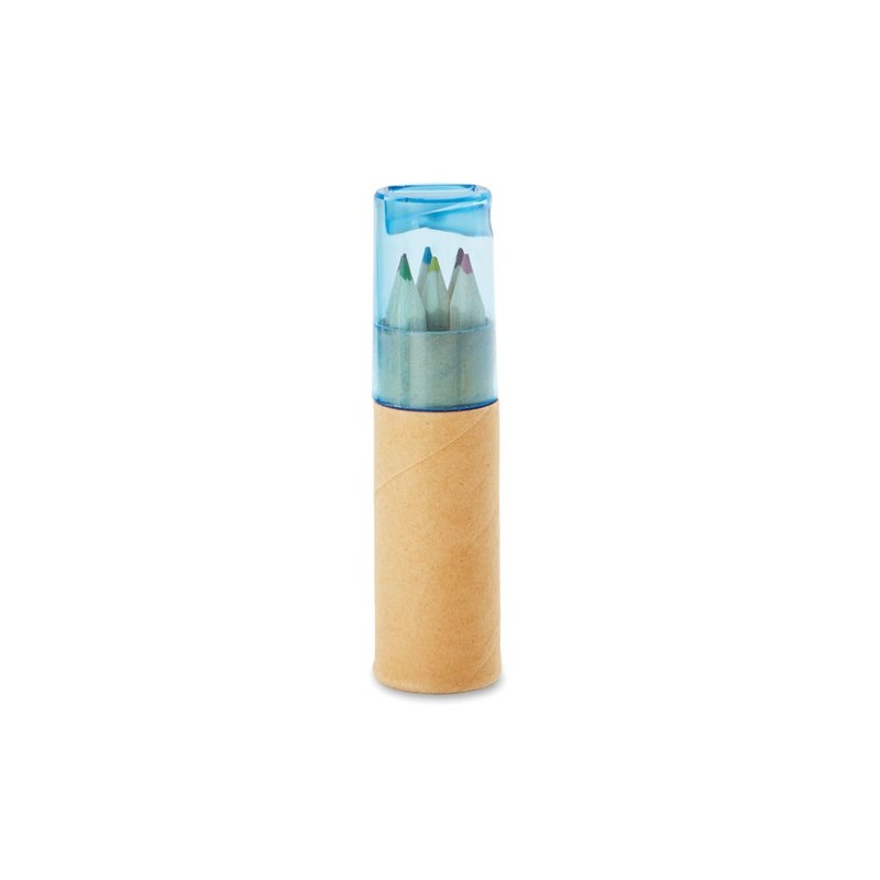 Crayons de couleur personnalisés - Tube de 6 - PETIT LAMBUT Matières : papier Couleurs : bleu transparent
