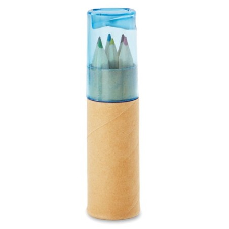 Crayons de couleur personnalisés - Tube de 6 - PETIT LAMBUT Matières : papier Couleurs : bleu transparent