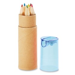 Crayons de couleur personnalisés - Tube de 6 - PETIT LAMBUT Matières : papier Couleurs : bleu transparent impression haute défin