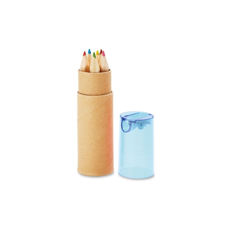 Crayons de couleur personnalisés - Tube de 6 - PETIT LAMBUT Matières : papier Couleurs : bleu transparent impression haute défin