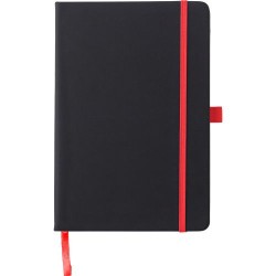 Carnet A5 personnalisé en PU - Charlene, idéal pour le bureau à petit prix Matières : caoutchouc Couleurs : rouge marquage laser