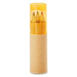 Crayons de couleur personnalisés - Tube de 6 - PETIT LAMBUT Matières : papier Couleurs : orange transparent goodies publicitaire