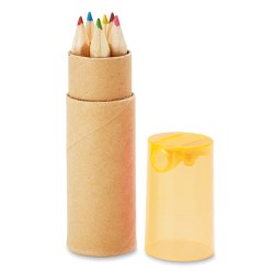 Crayons de couleur personnalisés - Tube de 6 - PETIT LAMBUT Matières : papier Couleurs : orange transparent objet promotionnel é