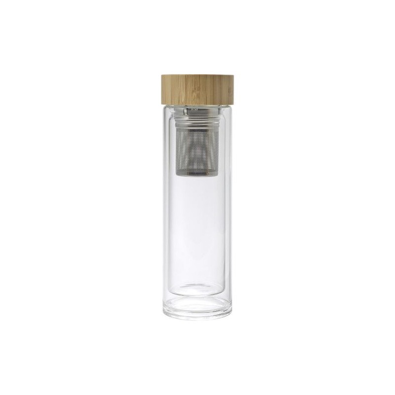Bouteille isotherme personnalisée en verre de 420 ml Vicente Matières : métal Couleurs : brun