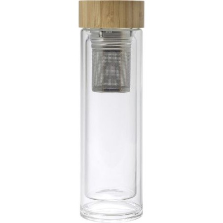 Bouteille isotherme personnalisée en verre de 420 ml Vicente Matières : métal Couleurs : brun