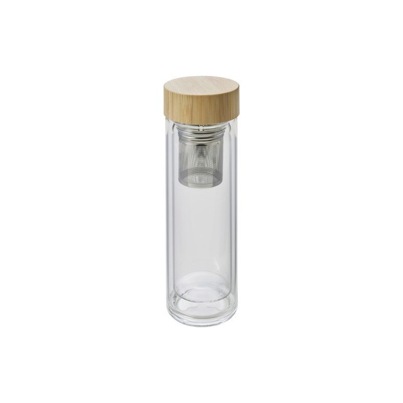 Bouteille isotherme personnalisée en verre de 420 ml Vicente Matières : métal Couleurs : brun personnalisable avec votre logo