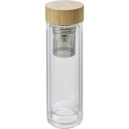 Bouteille isotherme personnalisée en verre de 420 ml Vicente Matières : métal Couleurs : brun personnalisable avec votre logo