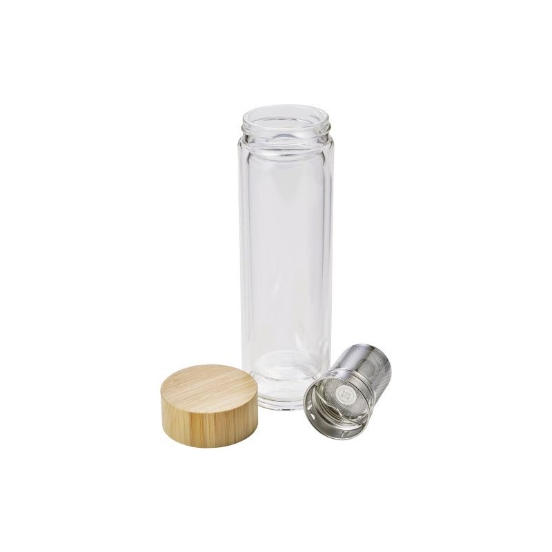 Bouteille isotherme personnalisée en verre de 420 ml Vicente Matières : métal Couleurs : brun cadeau entreprise pas cher