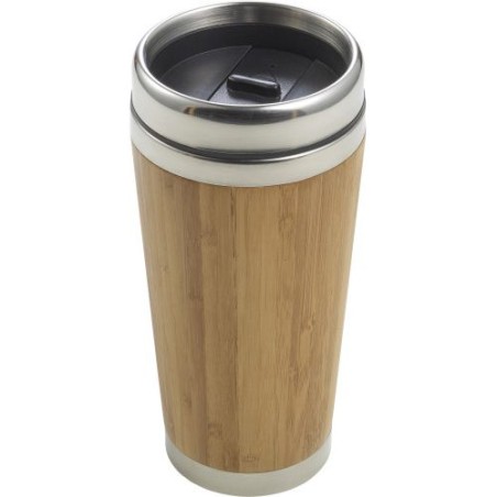 Mug isotherme personnalisé en bambou - Sabine, cadeau unique Matières : bambou Couleurs : brun goodies publicitaire événementiel
