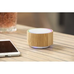 Enceinte sans fil  personnalisée en bambou - Sharon Matières : bambou Couleurs : brun impression haute définition
