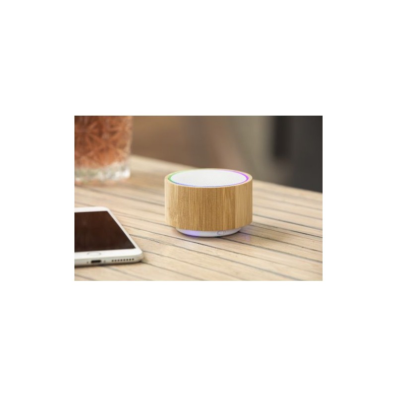 Enceinte sans fil  personnalisée en bambou - Sharon Matières : bambou Couleurs : brun impression haute définition