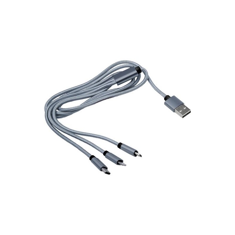 Câble de charge USB personnalisé pratique pas cher - Felix Matières : nylon Couleurs : argenté goodies entreprise design