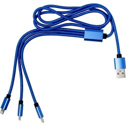 Câble de charge USB personnalisé pratique pas cher - Felix Matières : nylon Couleurs : bleu cobalt goodies publicitaire événemen