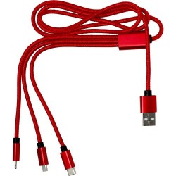 Câble de charge USB personnalisé pratique pas cher - Felix Matières : nylon Couleurs : rouge cadeau entreprise pas cher