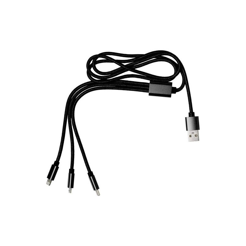 Câble de charge USB personnalisé pratique pas cher - Felix Matières : nylon Couleurs : noir personnalisable avec votre logo