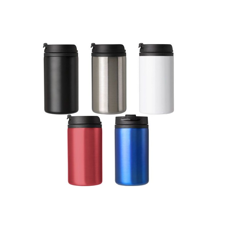 Mug isotherme en acier inoxydable personnalisé et pratique Gisela Matières : métal Couleurs : bleu cobalt personnalisation rapid