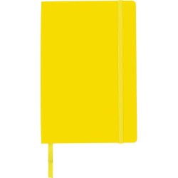 Carnet A5 personnalisé avec couverture souple en PU - Mireia Matières : carton Couleurs : jaune marquage laser ultra précis