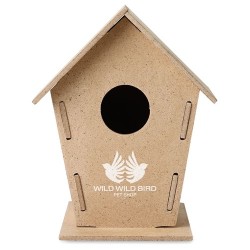Nichoir Animalier Personnalisé Éco-responsable - WOOHOUSE Matières : MDF Couleurs : bois goodies publicitaire événementiel