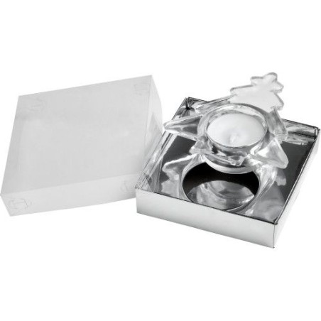 Porte-bougie élégant en verre - Cadeau personnalisé parfait Casey Matières : verre Couleurs : argenté objet publicitaire robuste