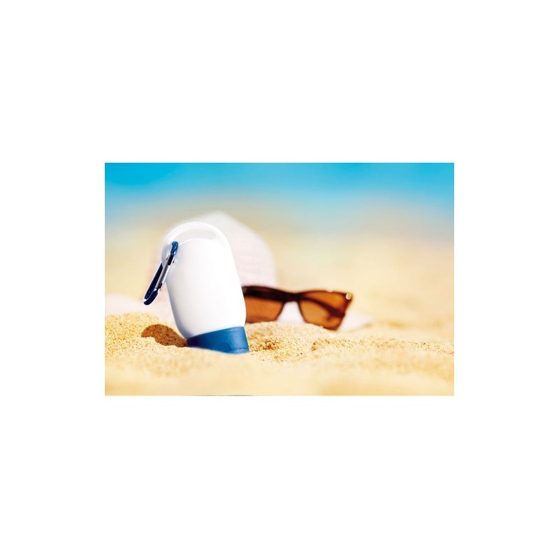 Crème solaire personnalisée SPF25 - SUNCARE Matières : polyéthylène (PE) Couleurs : bleu goodies personnalisé en stock