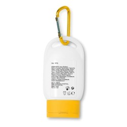 Crème solaire personnalisée SPF25 - SUNCARE Matières : polyéthylène (PE) Couleurs : jaune personnalisation rapide en France