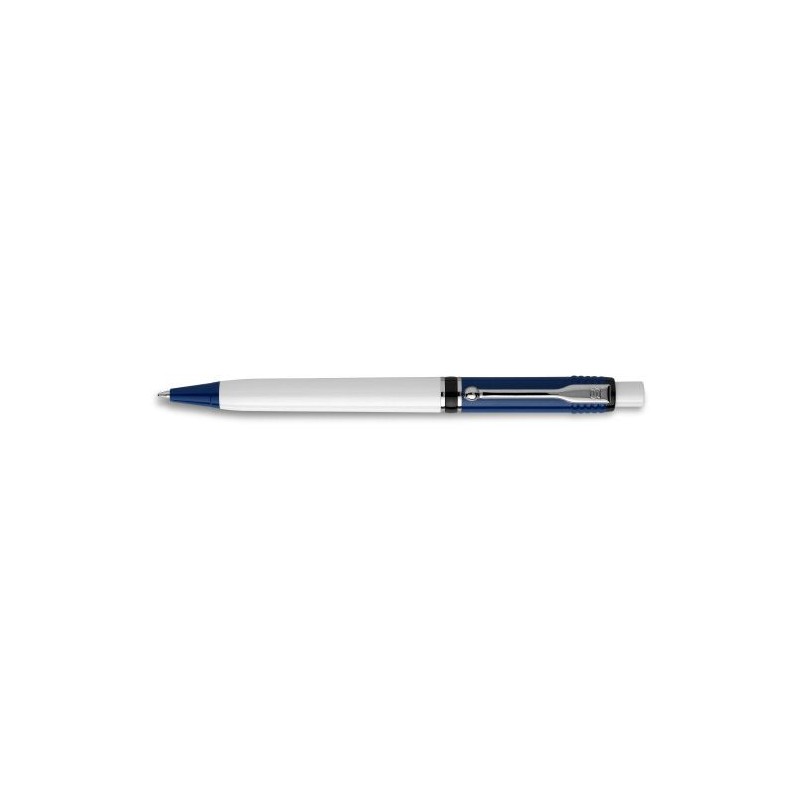 Stylo à bille personnalisable en plastique Raja Norina Matières : nickel Couleurs : bleu foncé goodies publicitaire événementiel