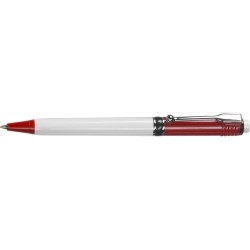 Stylo à bille personnalisable en plastique Raja Norina Matières : nickel Couleurs : bleu foncé goodies personnalisé en stock