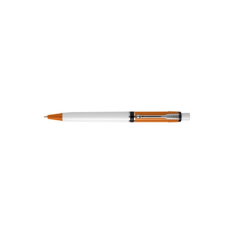 Stylo à bille personnalisable en plastique Raja Norina Matières : nickel Couleurs : orange personnalisable avec votre logo