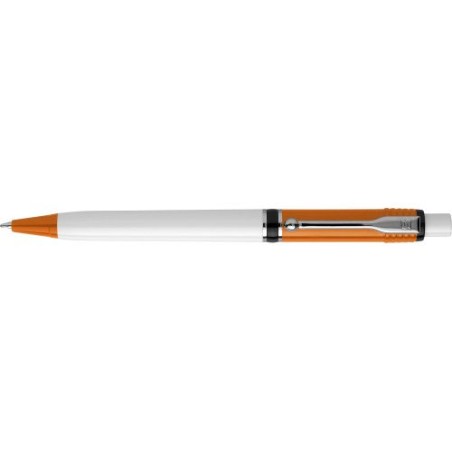 Stylo à bille personnalisable en plastique Raja Norina Matières : nickel Couleurs : orange personnalisable avec votre logo