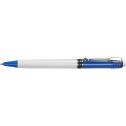 Stylo à bille personnalisable en plastique Raja Norina Matières : nickel Couleurs : bleu impression haute définition