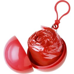 Etui boule pratique contenant un poncho personnalisé Pippa Matières : plastique Couleurs : rouge cadeau client original