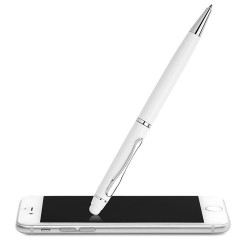 Stylo touch twist en aluminium personnalisé - EDUAR Matières : papier Couleurs : blanc impression haute définition