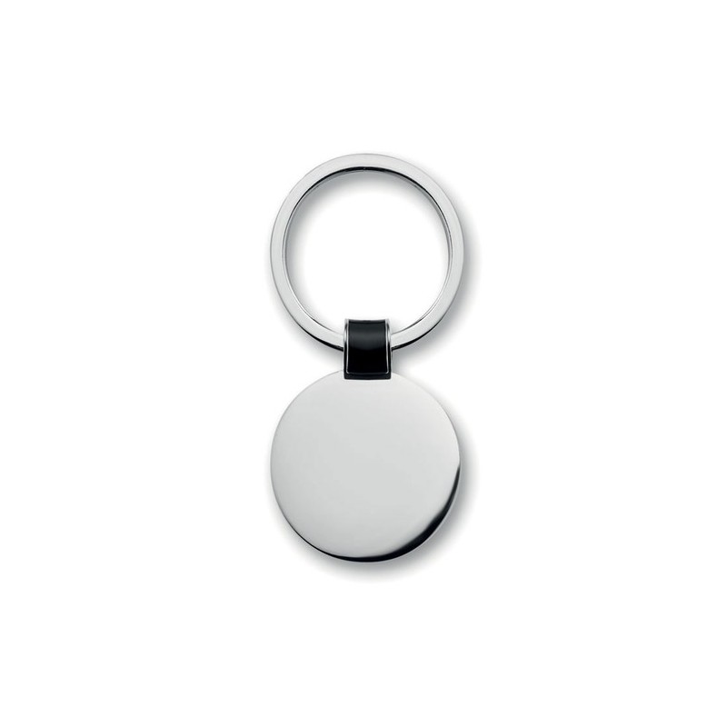 Porte-clés Rond Personnalisé - ROUNDY Matières : métal Couleurs : noir personnalisable avec votre logo