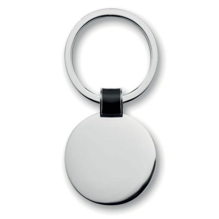 Porte-clés Rond Personnalisé - ROUNDY Matières : métal Couleurs : noir personnalisable avec votre logo