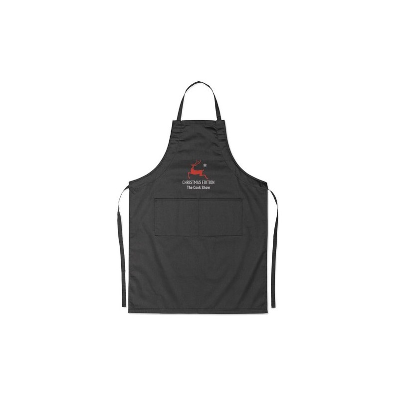 Tablier de cuisine ajustable personnalisé - FITTED KITAB Matières : coton Couleurs : noir objet promotionnel éco-responsable