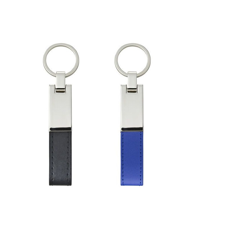 Porte-clés publicitaires en métal et PU - Keon Matières : plastique Couleurs : noir cadeau entreprise pas cher