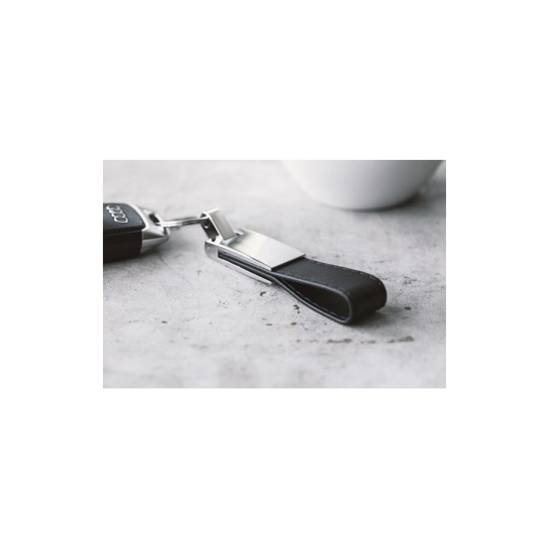 Porte-clés publicitaires en métal et PU - Keon Matières : plastique Couleurs : noir marquage couleur éclatante