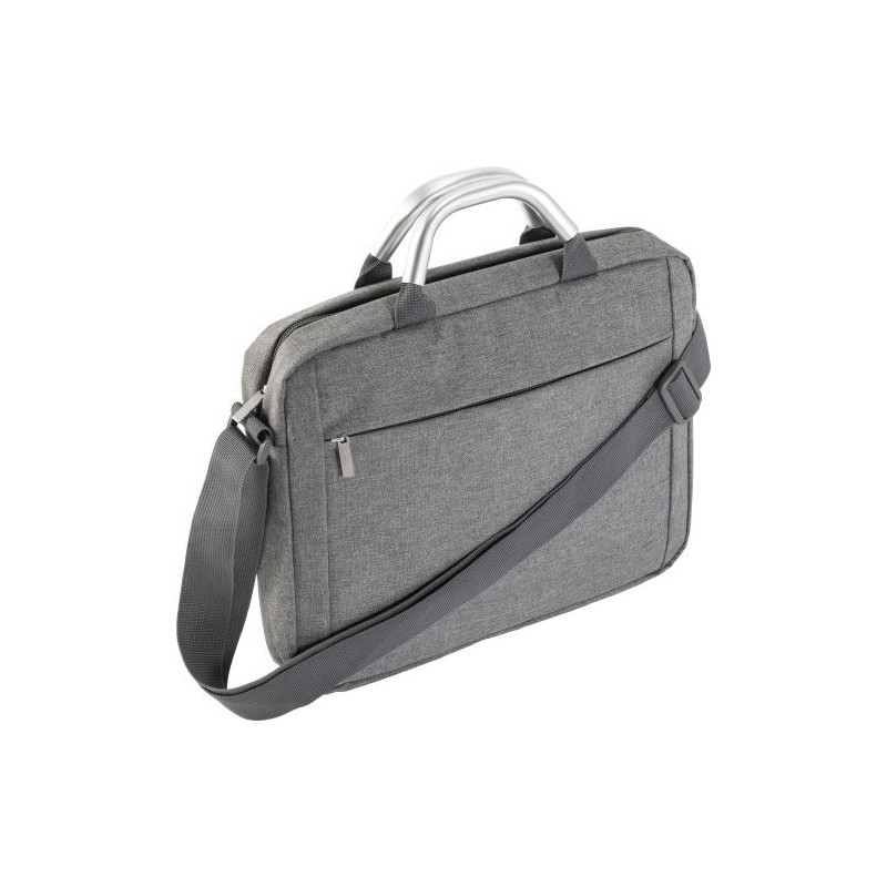 Sacoche personnalisée en polycanvas pour ordinateur - Anya Matières : polyester Couleurs : gris marquage laser ultra précis