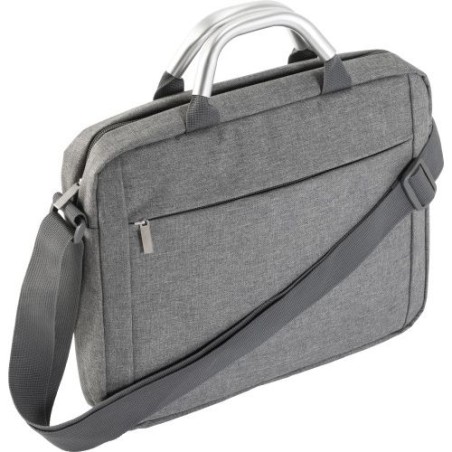 Sacoche personnalisée en polycanvas pour ordinateur - Anya Matières : polyester Couleurs : gris marquage laser ultra précis