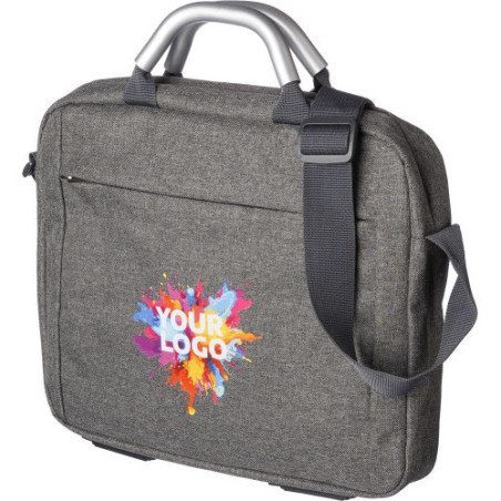 Sacoche personnalisée en polycanvas pour ordinateur - Anya Matières : polyester Couleurs : gris livraison express 24h 48h