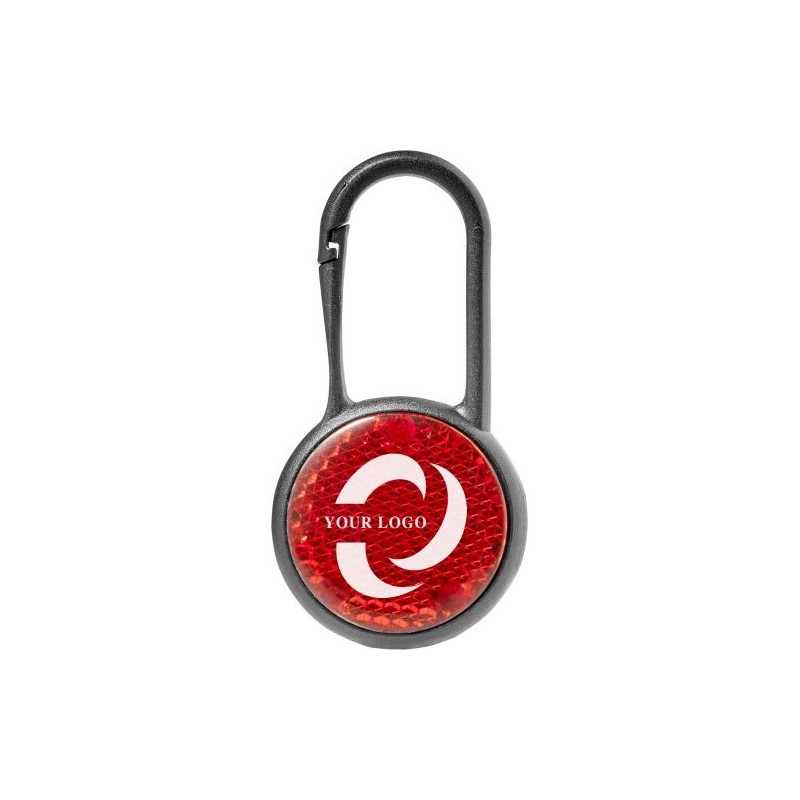 Réflecteur LED Personnalisé et Sécurisé avec Mousqueton - Zuri Matières : polypropylène (PP) Couleurs : rouge goodies publicitai