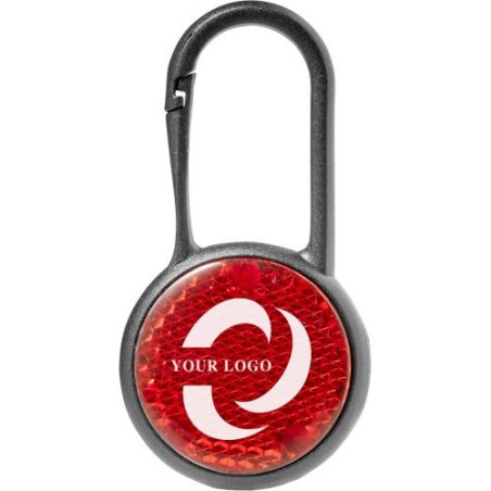 Réflecteur LED Personnalisé et Sécurisé avec Mousqueton - Zuri Matières : polypropylène (PP) Couleurs : rouge goodies publicitai