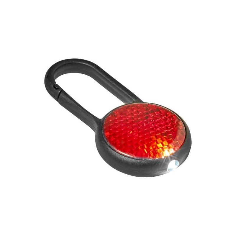 Réflecteur LED Personnalisé et Sécurisé avec Mousqueton - Zuri Matières : polypropylène (PP) Couleurs : rouge marquage laser ult
