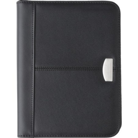 Conférencier zippé A5 en cuir reconstitué personnalisé - Rosa Matières : synderme Couleurs : noir personnalisable avec votre log