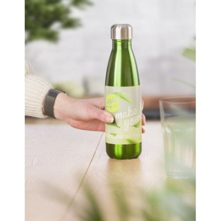 Gourde en acier inoxydable simple paroi de 650 ml personnalisée Sumatra Matières : acier inoxydable Couleurs : bleu objet promo 