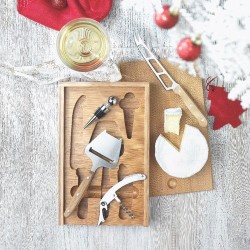 Set à fromage et vin personnalisé - WINE&CHEESE Matières : bambou Couleurs : bois impression haute définition