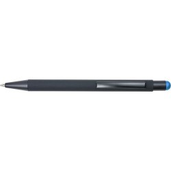 Stylo bille personnalisable à toucher gomme Formentera Matières : caoutchouc Couleurs : bleu clair personnalisable avec votre lo
