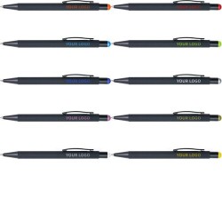 Stylo bille personnalisable à toucher gomme Formentera Matières : caoutchouc Couleurs : vert citron personnalisation rapide en F