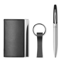 Set Cadeau d'Affaires Personnalisé - Détails Inclus - KADEAU Matières : acier inoxydable Couleurs : noir cadeau entreprise pas c